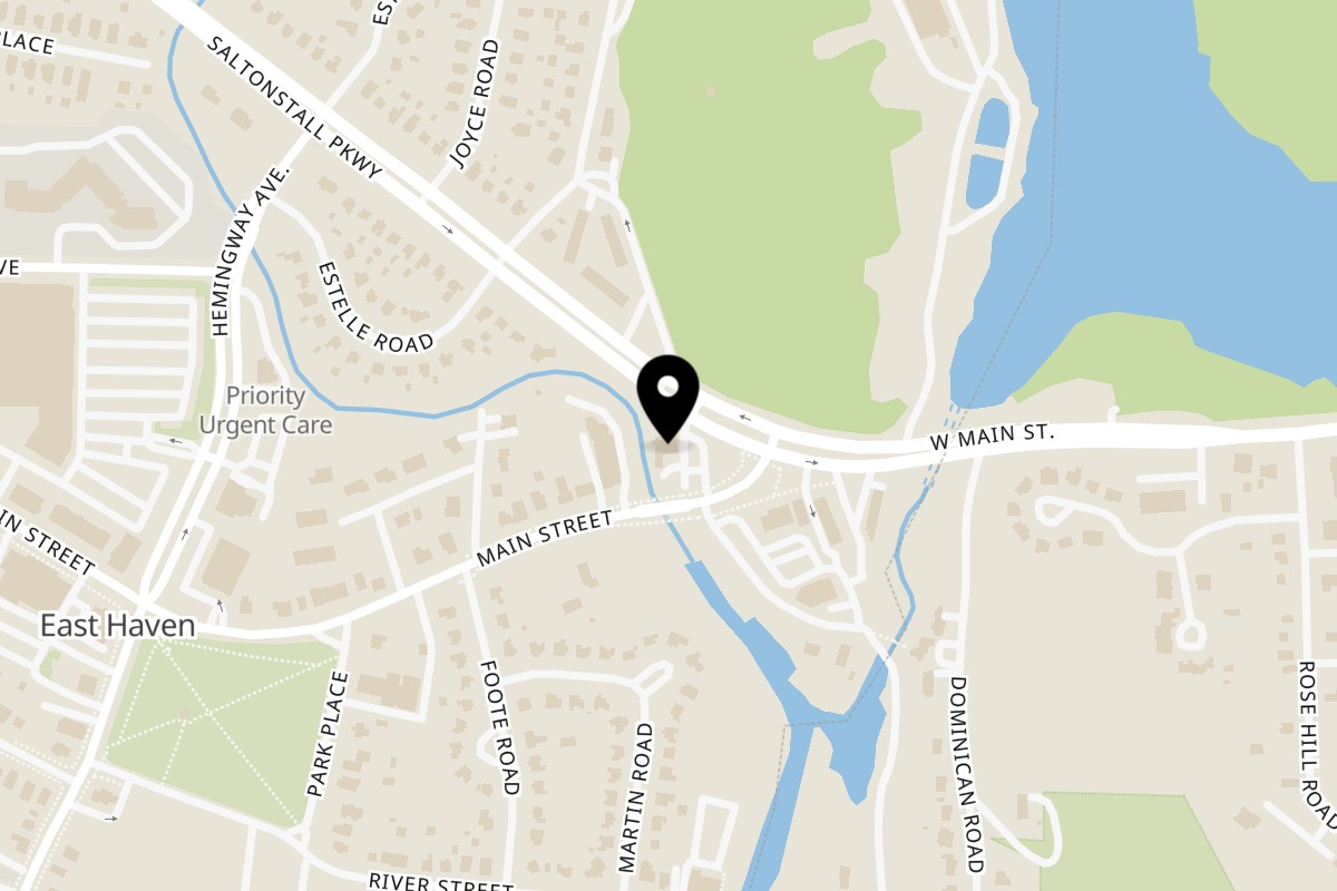 Map showing the location of Transilvania Restaurant and Bar on 23 Main St in East Haven